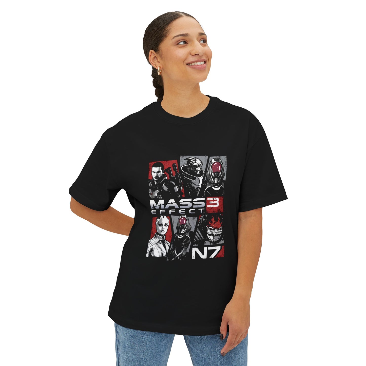 Commander Shepard Iconic N7 Armor Standing as Humanity's Hope Premium Oversized Unisex T-Shirt