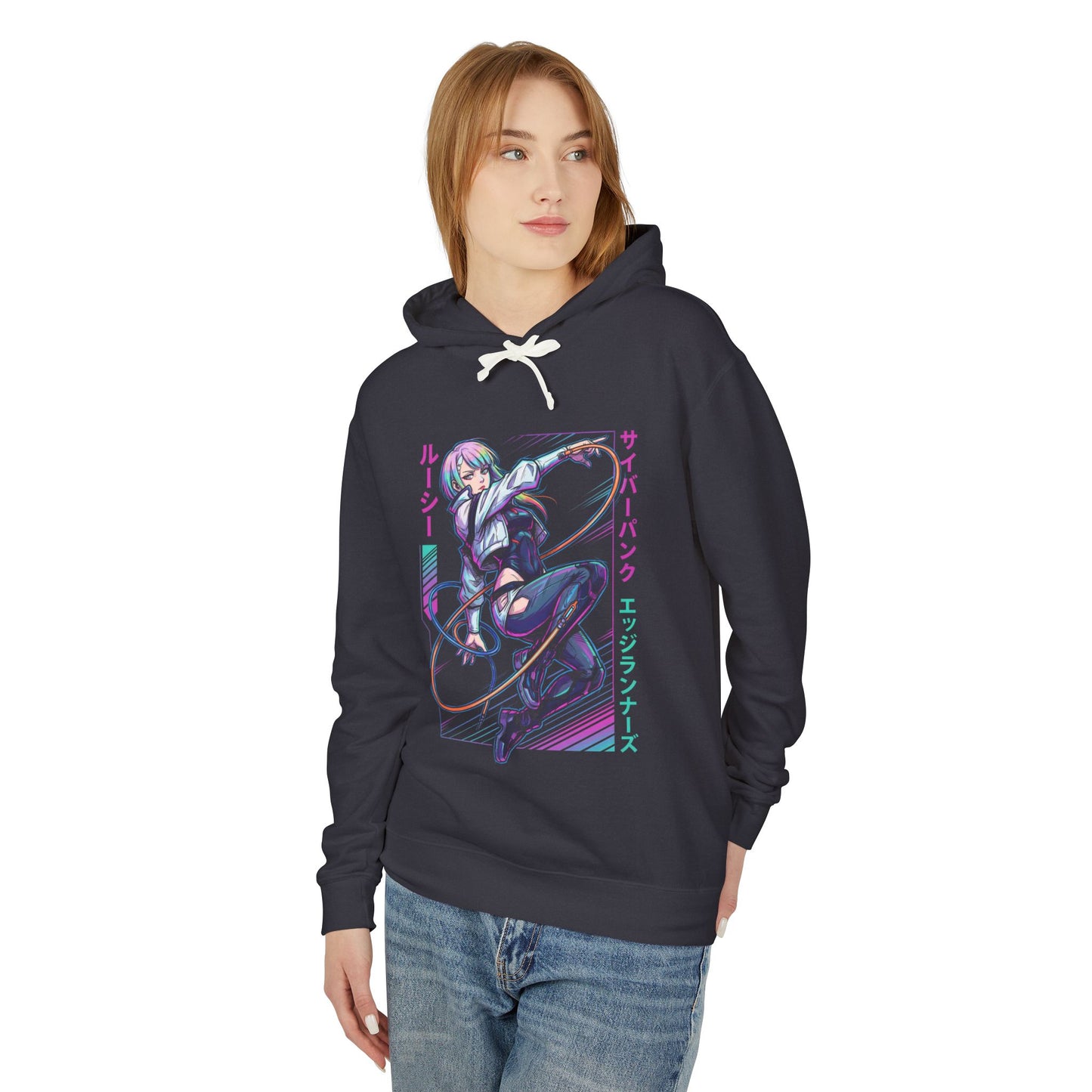Lucy Cyberpunk Edgerunners Red Purple Eyes Street Samurai Icon Unisex Premium Hoodie