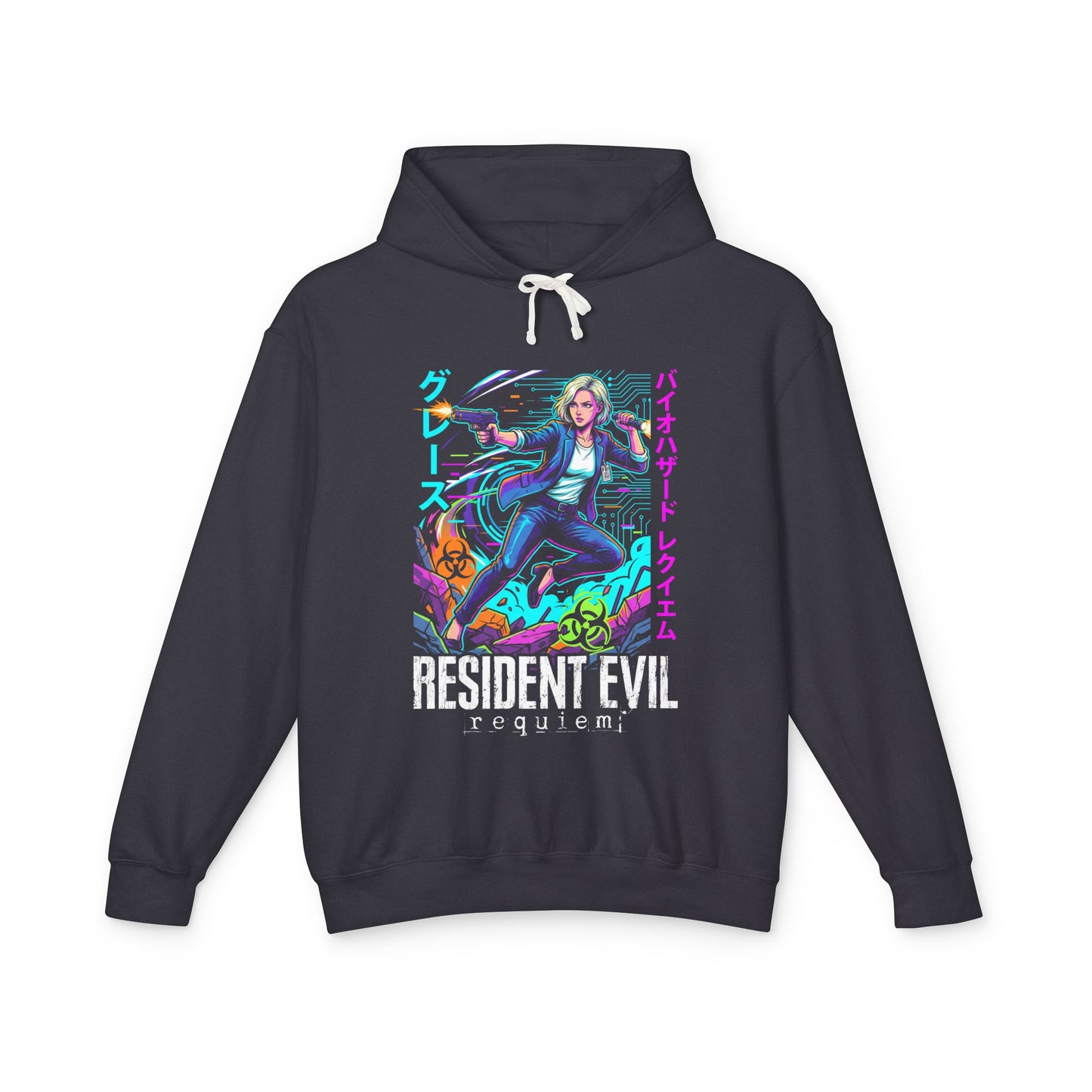 Cyberpunk synthwave Retro RE9 Grace Ashcroft Raccoon City Return Art Unisex Premium Hoodie