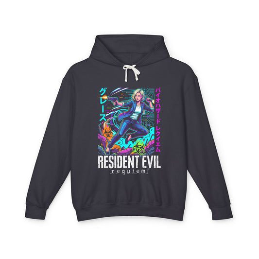 Cyberpunk synthwave Retro RE9 Grace Ashcroft Raccoon City Return Art Unisex Premium Hoodie