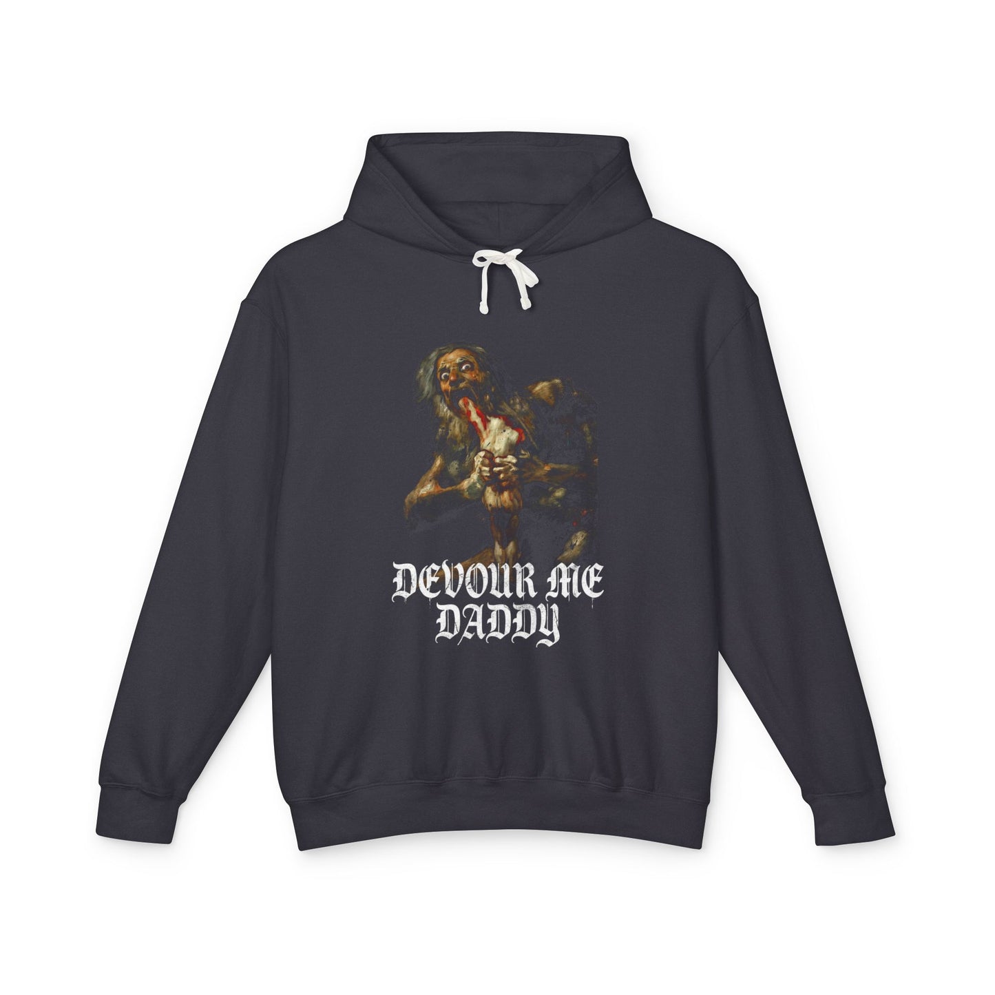 Saturn Devouring His Son Meme – Relatable Family Dinner Cursed Humor Devour me Daddy Unisex Premium Hoodie