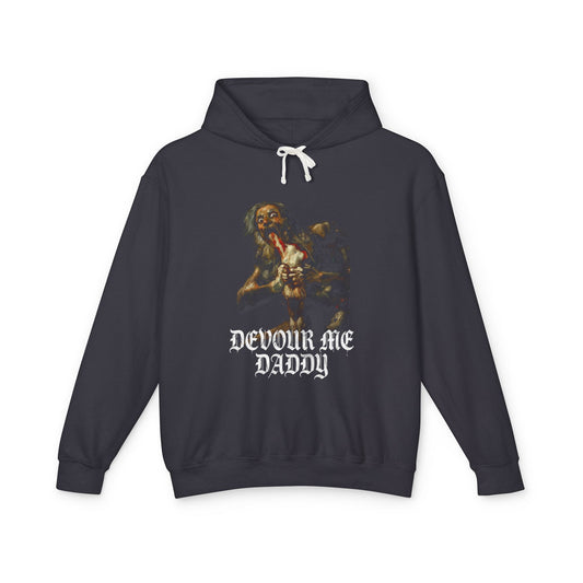 Saturn Devouring His Son Meme – Relatable Family Dinner Cursed Humor Devour me Daddy Unisex Premium Hoodie