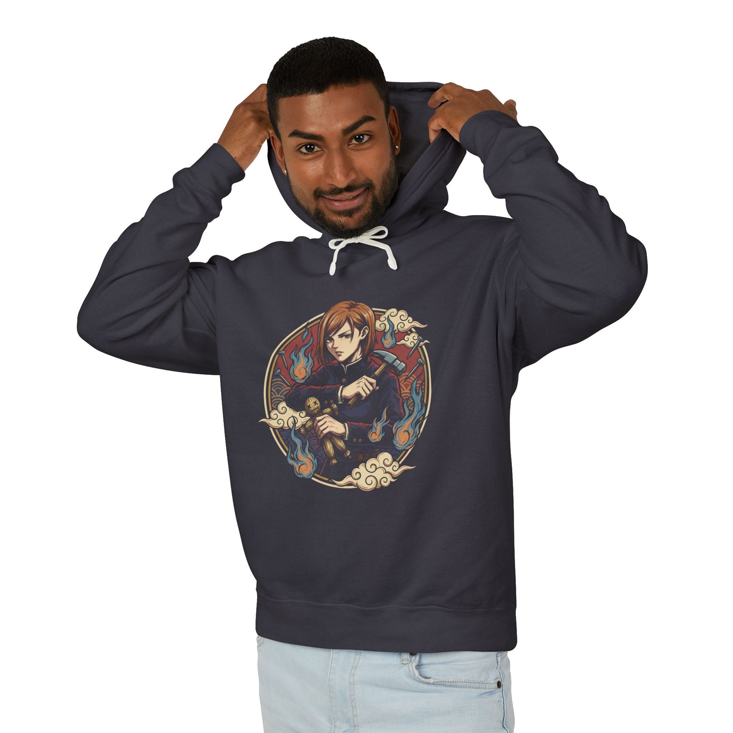 Nobara Kugisaki JJK Orange Hair Hammer Portrait Unisex Premium Hoodie