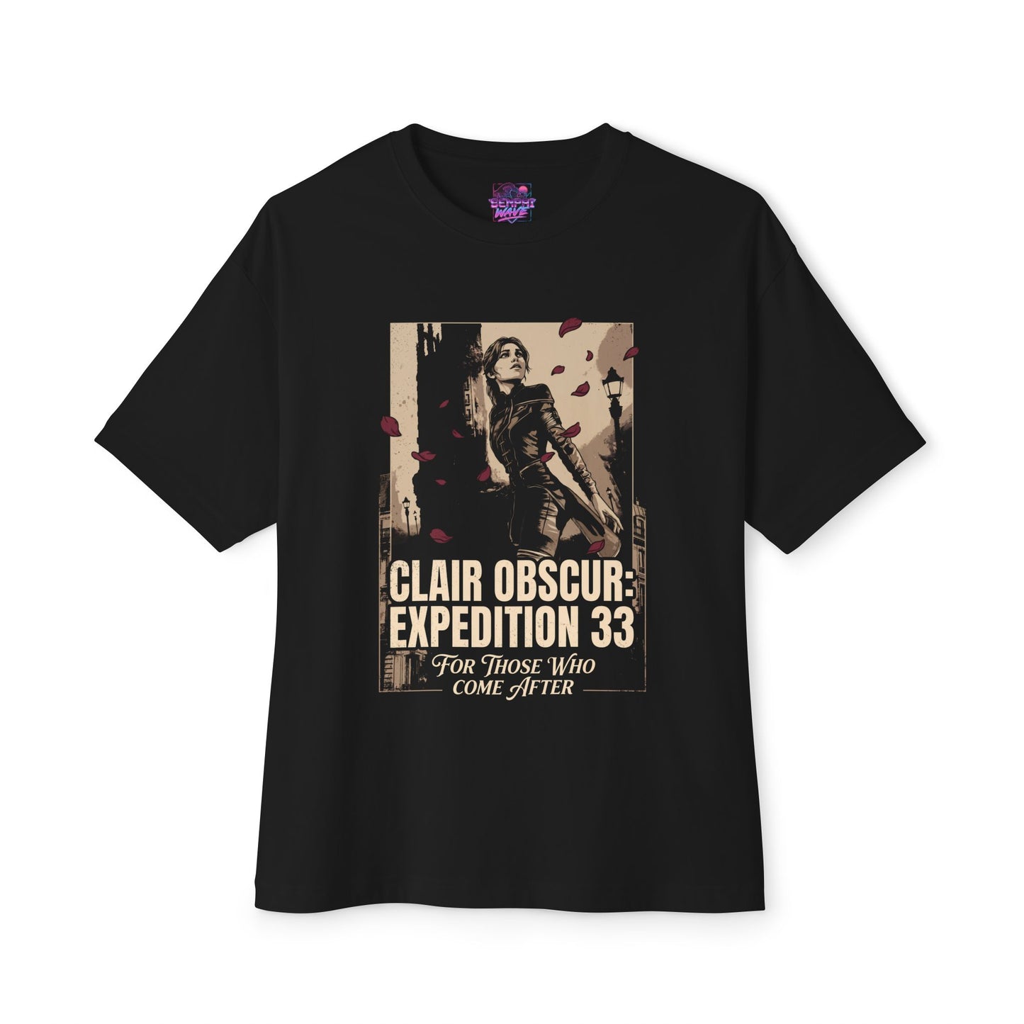 Urban Red Petals: Clair Obscur Expedition 33 Premium Oversized Unisex T-Shirt