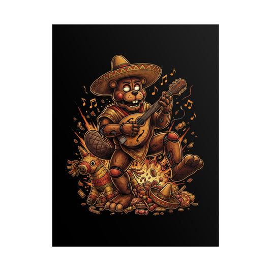 FNAF El Chip Beaver Sombrero Mandolin Fiesta Fan Art Poster