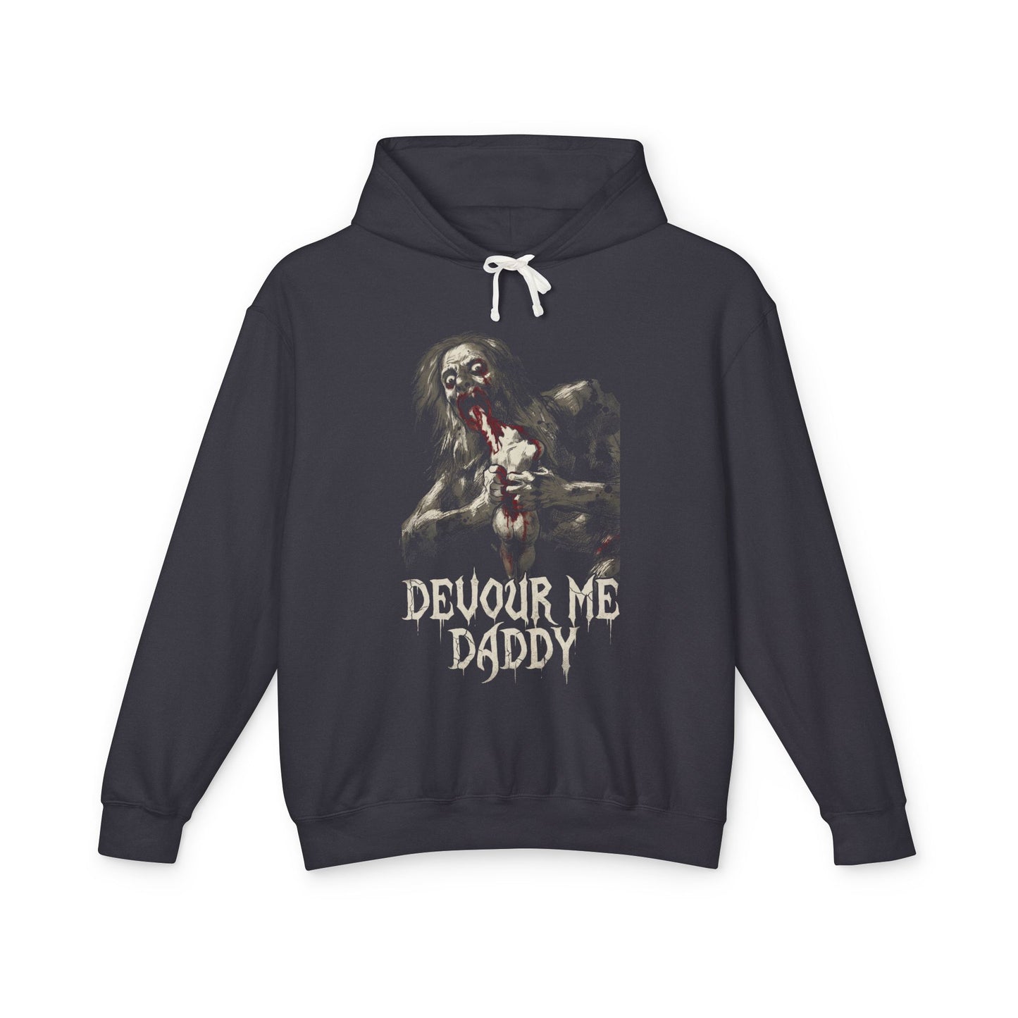 Saturn Devouring His Son Meme – Relatable Family Dinner Cursed Humor Devour me Daddy Unisex Premium Hoodie