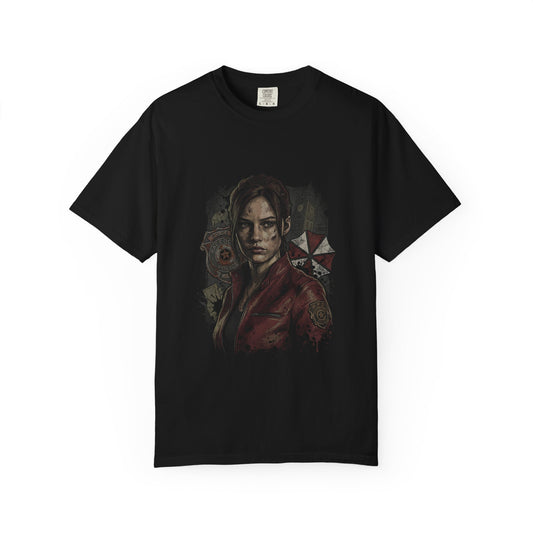 Resident Evil Claire Redfield Raccoon Police Station Escape Portrait Premium T-Shirt