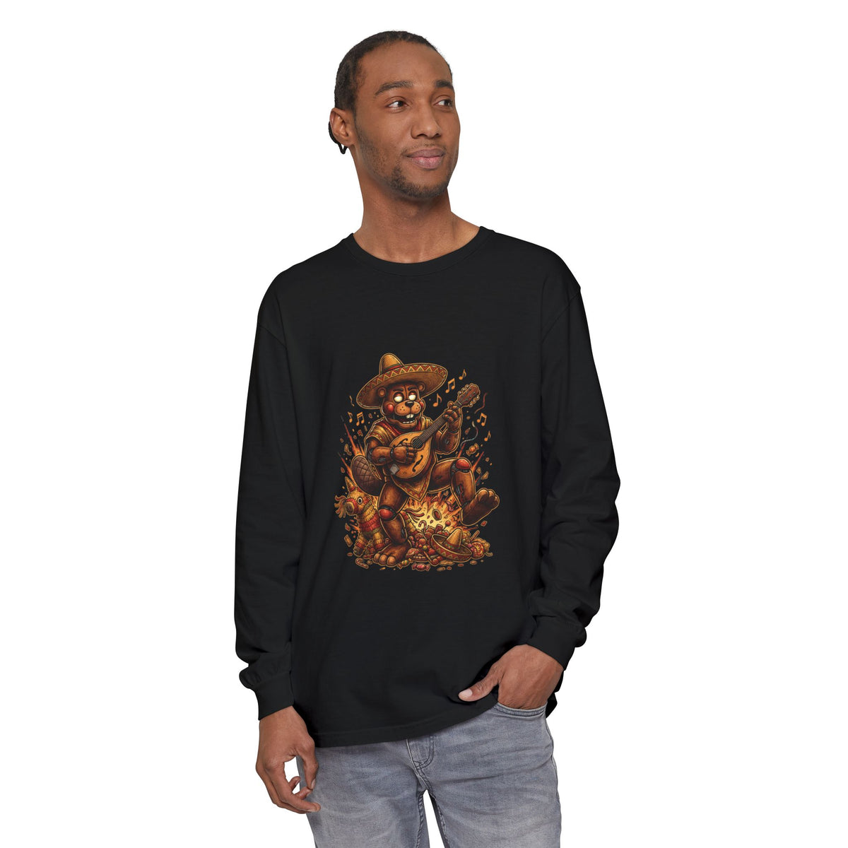 FNAF El Chip Beaver Sombrero Mandolin Fiesta Fan Art Long Sleeve Tee