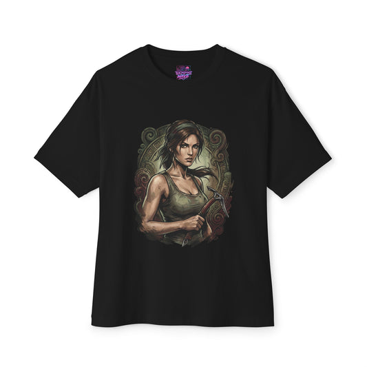 Lara Croft Olive Tank Top Climbing Axe Tomb Raider Oversized T-Shirt