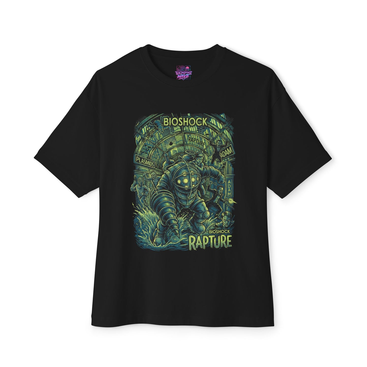 Synthwave Retro Bioshock 2 Rapture Art Deco Dystopia Premium Oversized Unisex T-Shirt