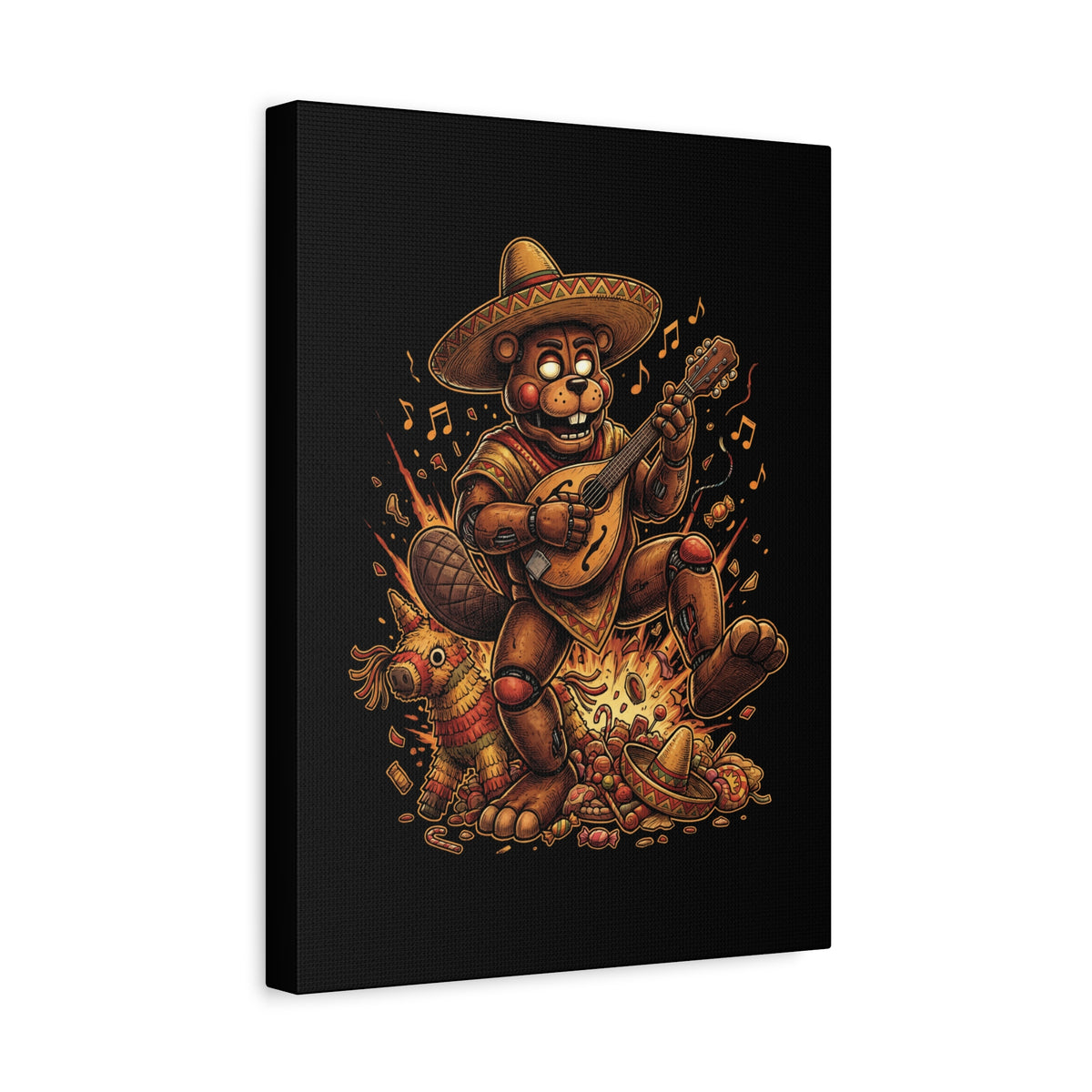 FNAF El Chip Beaver Sombrero Mandolin Fiesta Fan Art Canvas Print