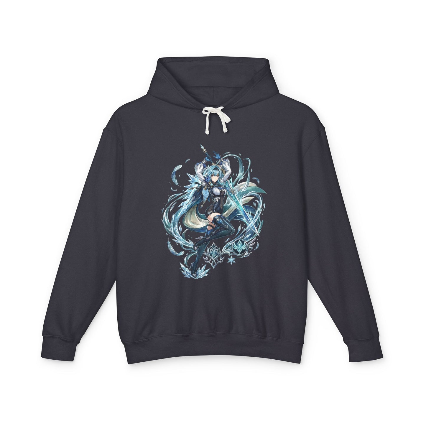 Eula Genshin Vaporwave Retro Wave Pink Blue Gradient Portrait Unisex Premium Hoodie