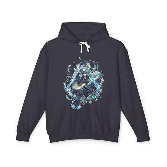 Eula Genshin Vaporwave Retro Wave Pink Blue Gradient Portrait Unisex Premium Hoodie
