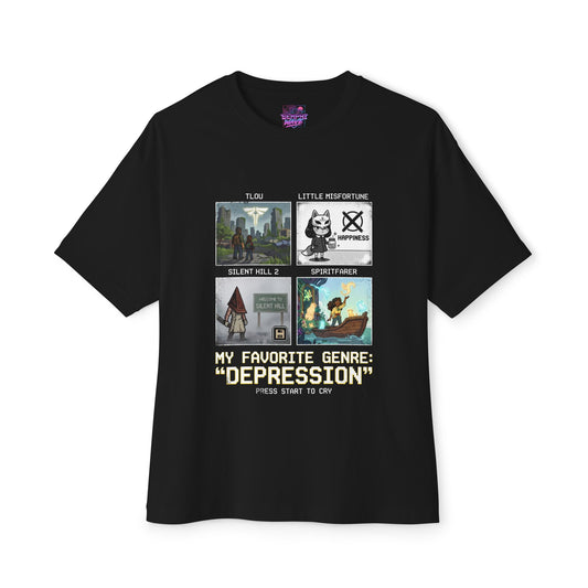 Depression Playlist Silent Hill x Undertale x Little Misfortune Premium Oversized Unisex T-Shirt