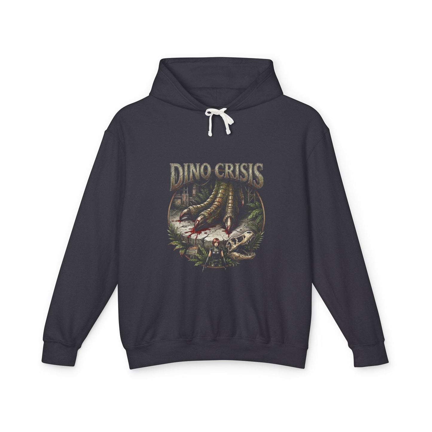 Dino Crisis 1999 Cover Art Velociraptor Claw Bloody Foot Portrait Unisex Premium Hoodie