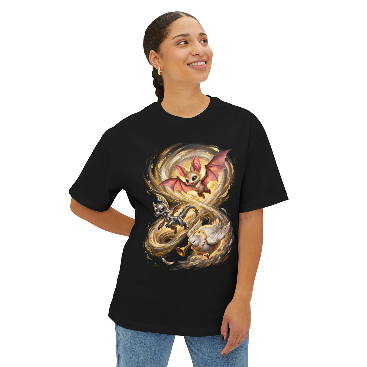 Aniimo Wind Team Eko Helmwhelp Tubster Gold Oil Painting Art - Oversized Premium Tee