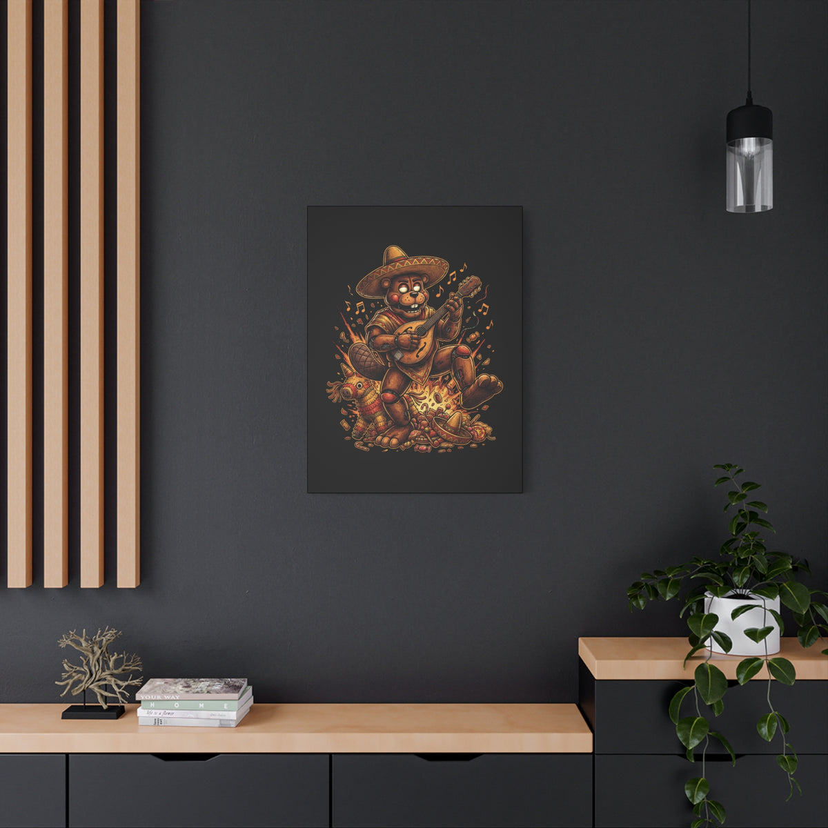 FNAF El Chip Beaver Sombrero Mandolin Fiesta Fan Art Canvas Print