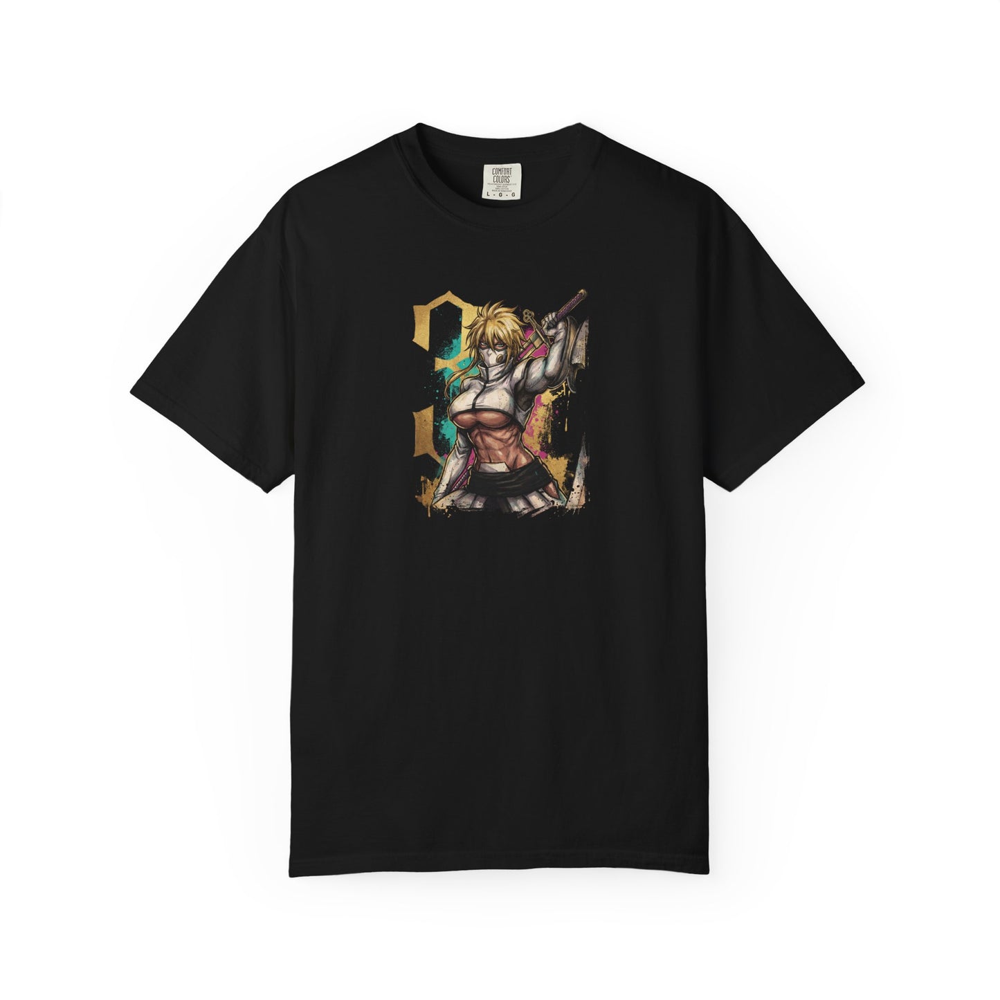 Golden Hair Espada Fighter Art – Calm Gaze Aqua Eyes Resurreccion Style Premium T-Shirt