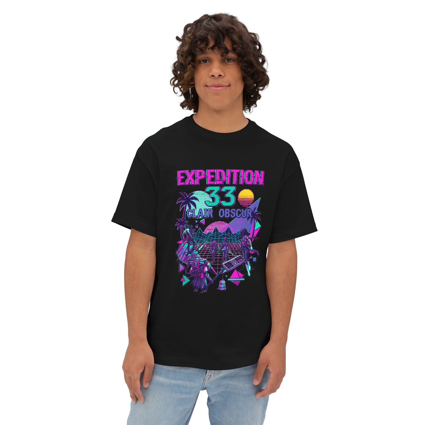 Clair Obscur Facing Paintress Retro Pixel Horror Boss Portrait Premium Oversized Unisex T-Shirt