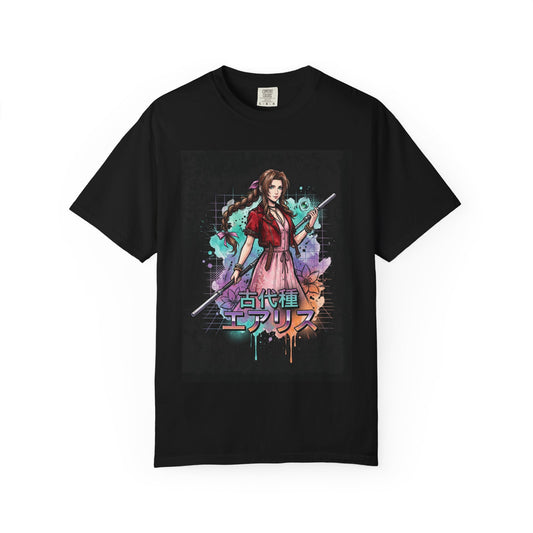 Final Fantasy VII Aerith Gainsborough Pink Dress Flower Girl Design Premium T-Shirt