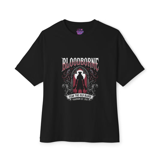 Bloodborne Hunter Silhouette Gothic Arch Fear the Old Blood Oversized T-Shirt