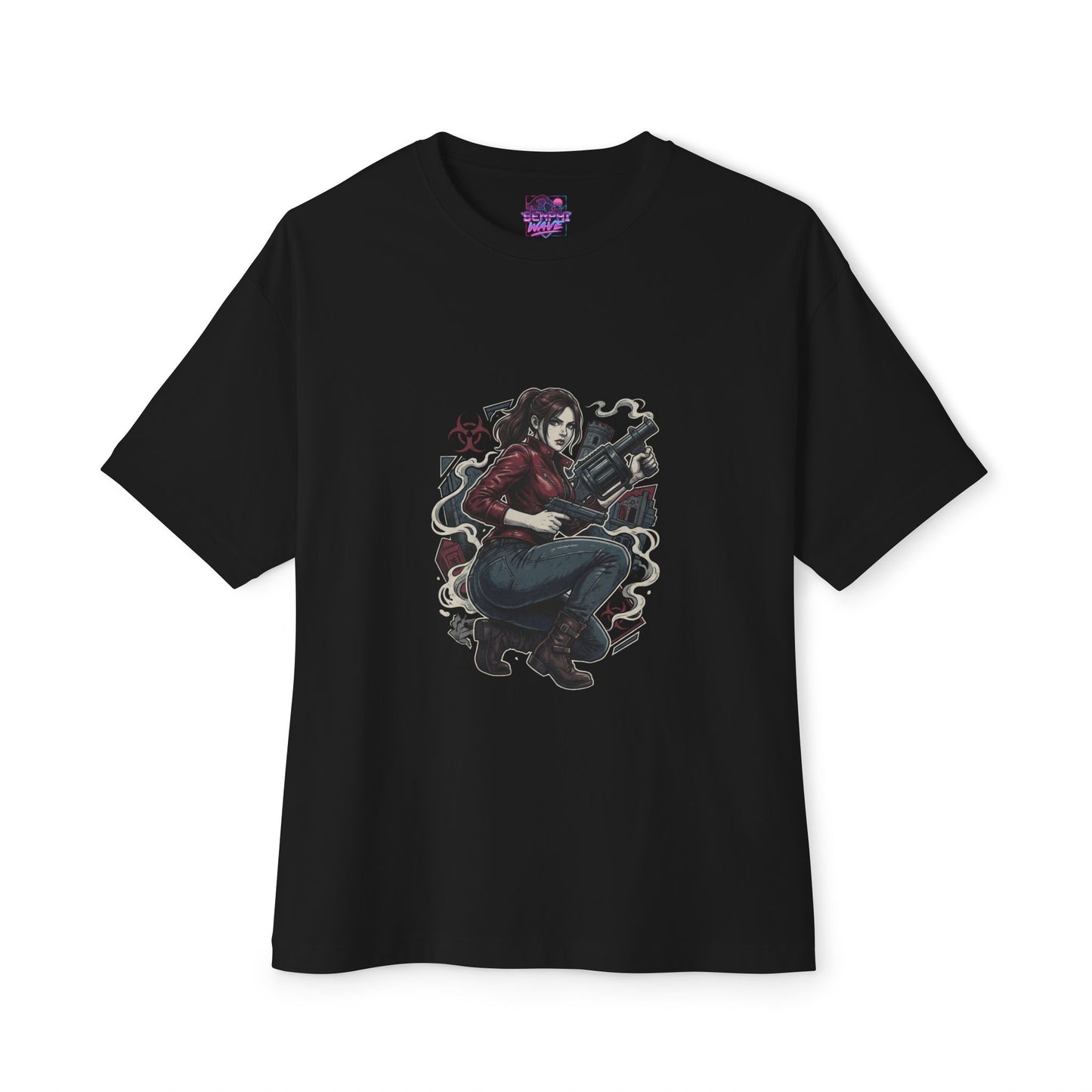 Resident Evil 2 Claire Redfield T-Shirt | Red Jacket Biker Survivor Remake Tee Premium Oversized Unisex T-Shirt