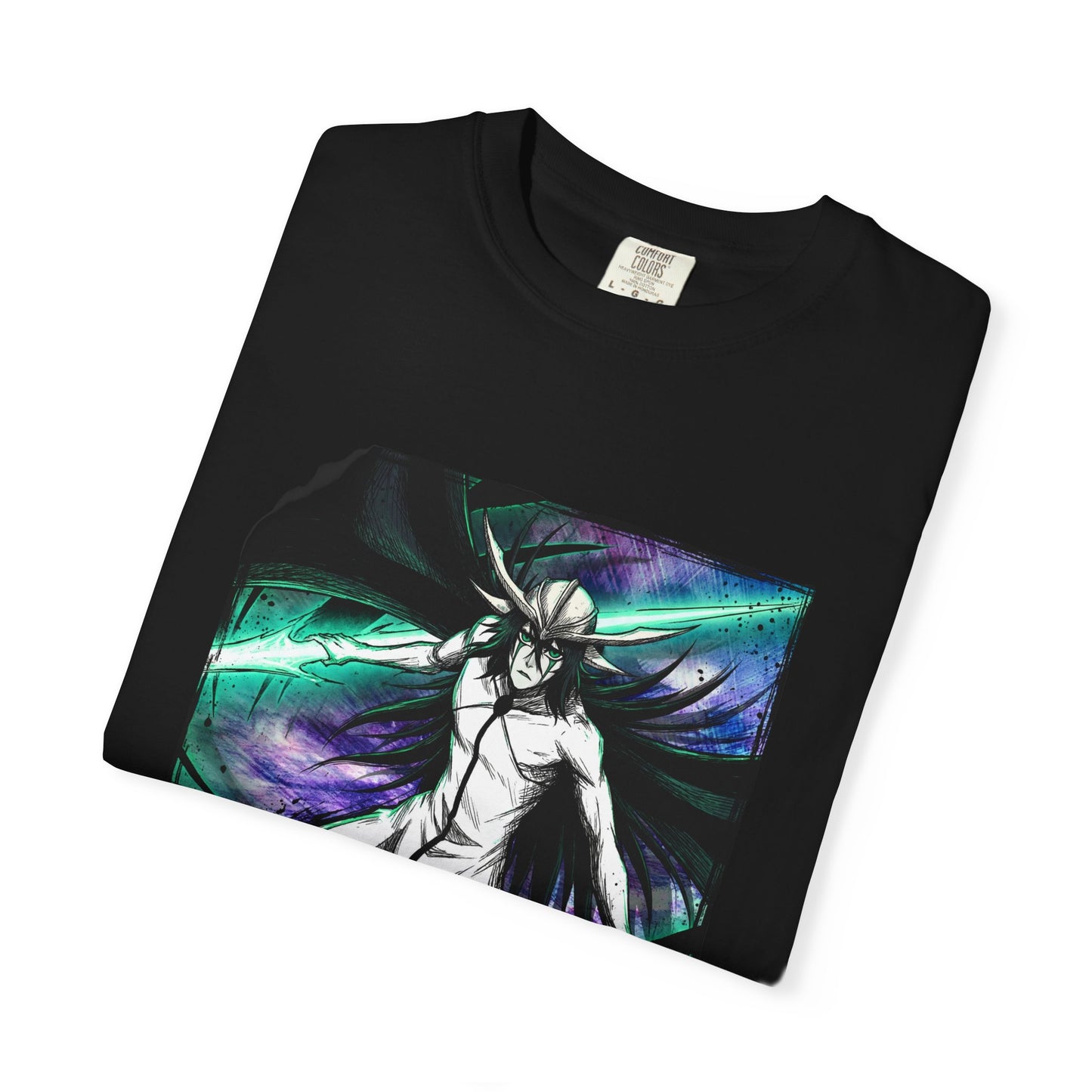 Ulquiorra Anime Arrancar Nihilist Fan Design – Teal Tear Lines Broken Helmet Fragments Premium T-Shirt