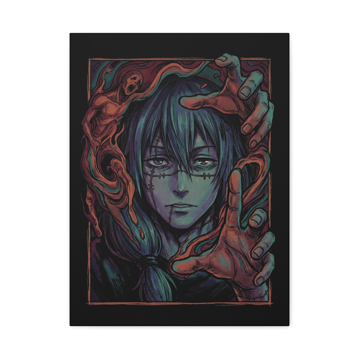 Jujutsu Kaisen Mahito Patchwork Face Canvas Print