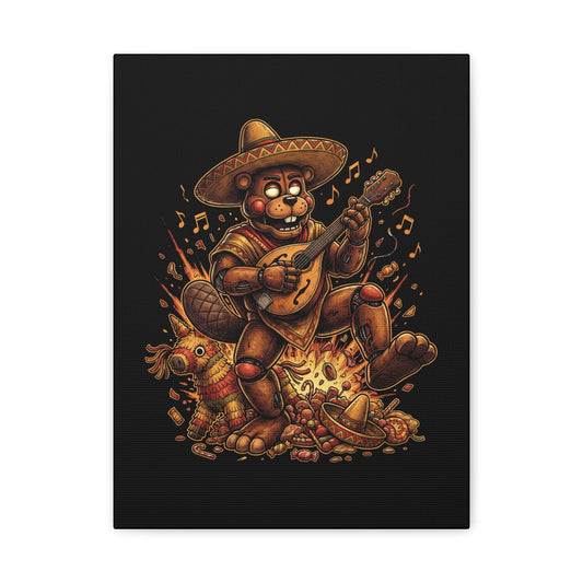 FNAF El Chip Beaver Sombrero Mandolin Fiesta Fan Art Canvas Print