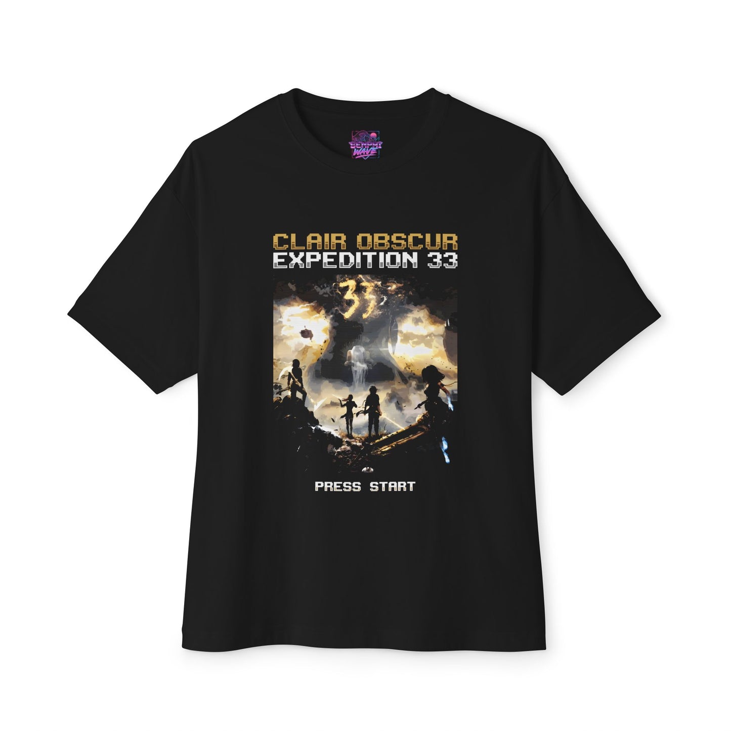 8-bit Retro Clair Obscur Expedition 33: Streetwear Red Petal Gommage facing The Paintress Premium Oversized Unisex T-Shirt