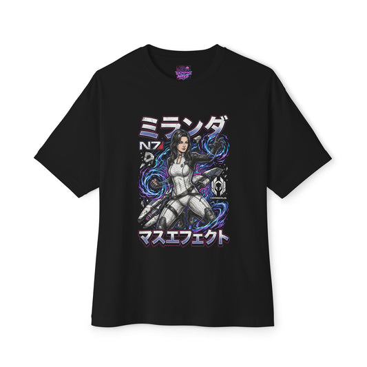 Mass Effect Miranda N7 Biotic Swirl Katakana Fan Art Oversized T-Shirt