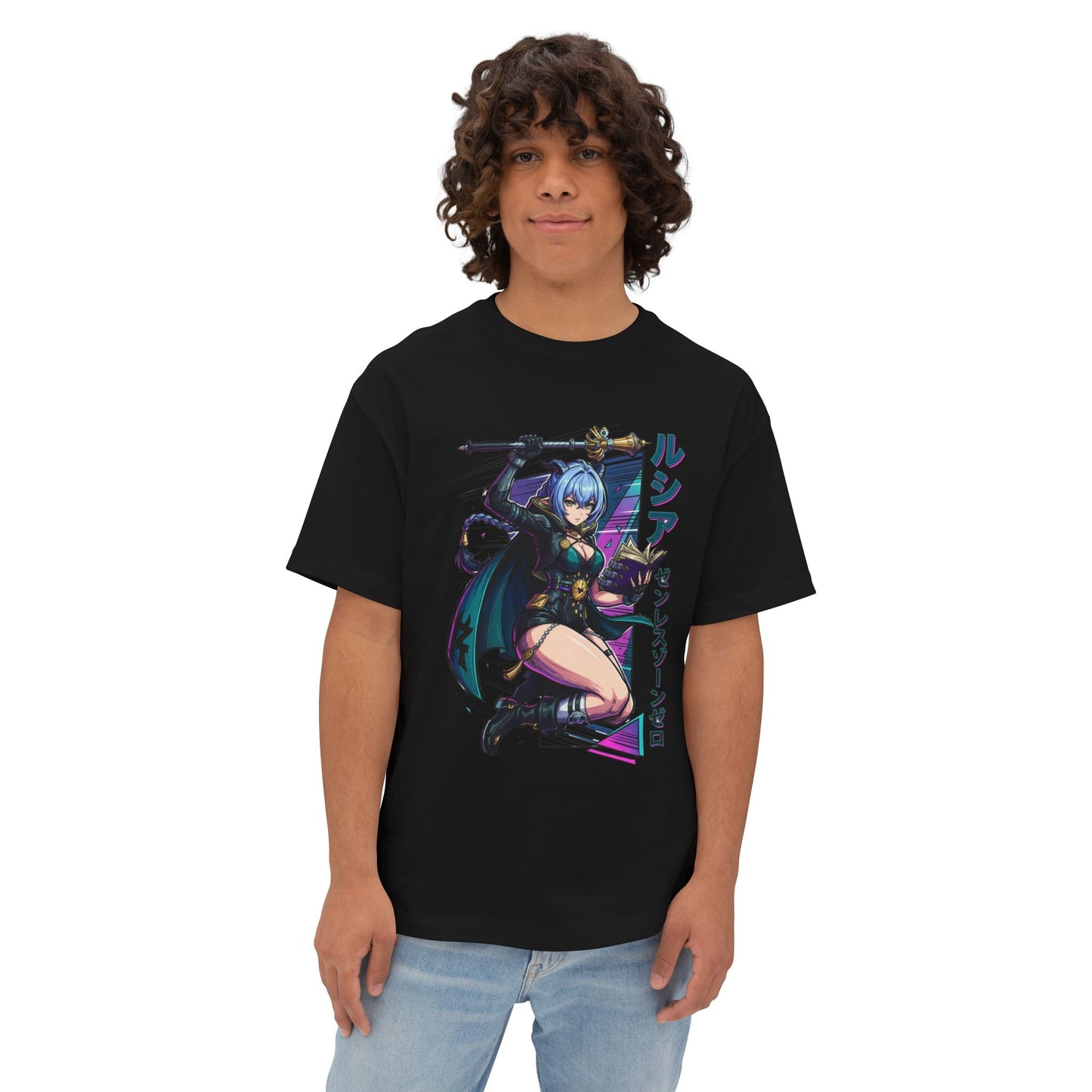 Synth Retrowave Lucia Elowen Zenless Zone Zero Art Premium Oversized Unisex T-Shirt
