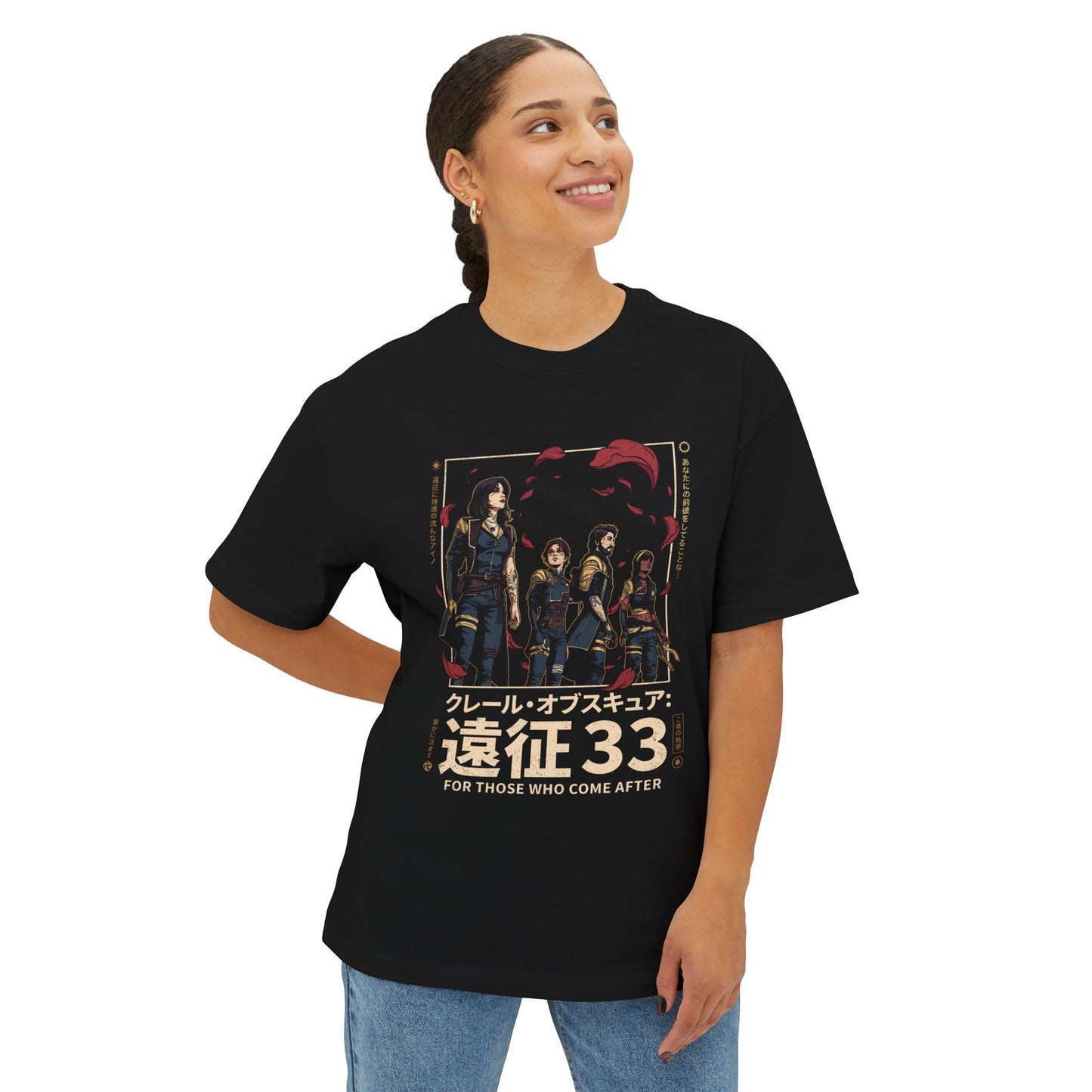 Expedition 33 Street Style: Red Gommage Petals Premium Oversized Unisex T-Shirt