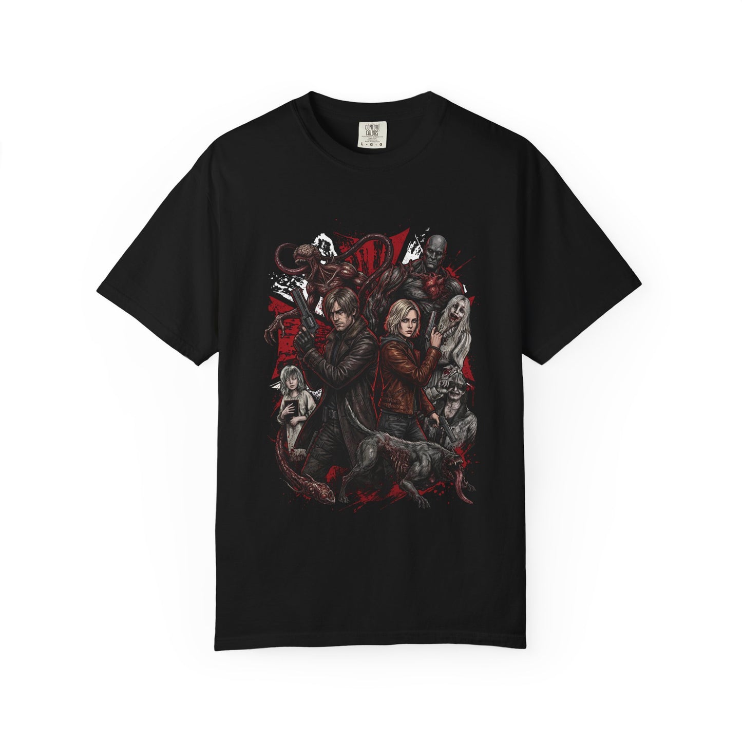 Resident Evil 9 Grace Ashcroft Leon with Zombie Doctors Chainsaw Grunge Premium T-Shirt