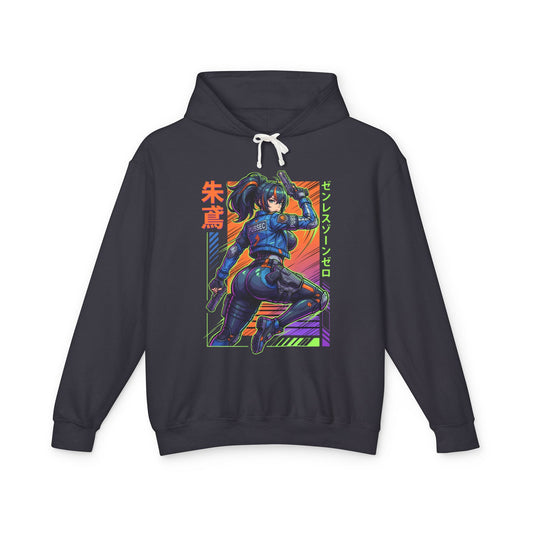 Zenless Zone Zero Zhu Yuan Pubsec Back Pose Neon Fan Art Hoodie