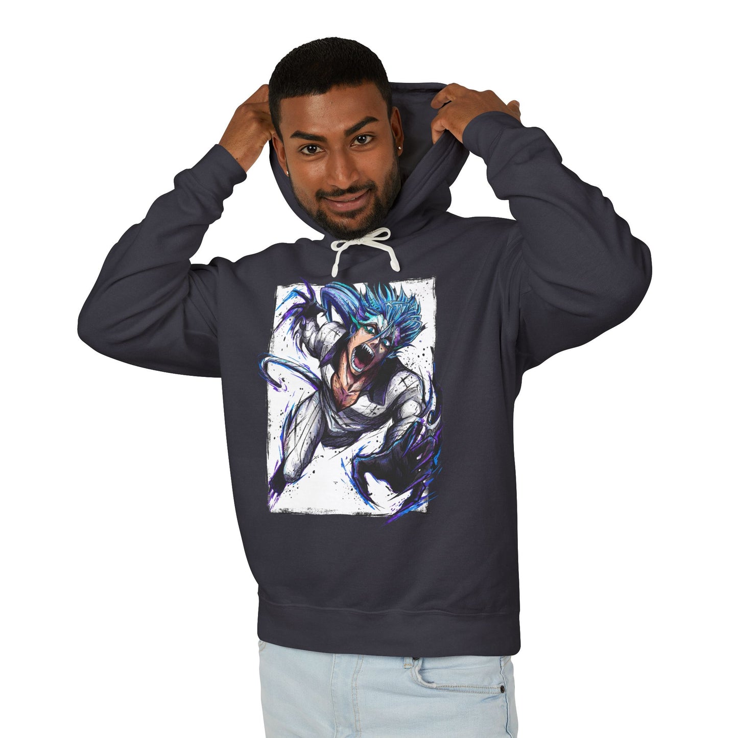 Feline Espada Fighter Manga Style – Intense Eyes Hollow Mask Unisex Premium Hoodie
