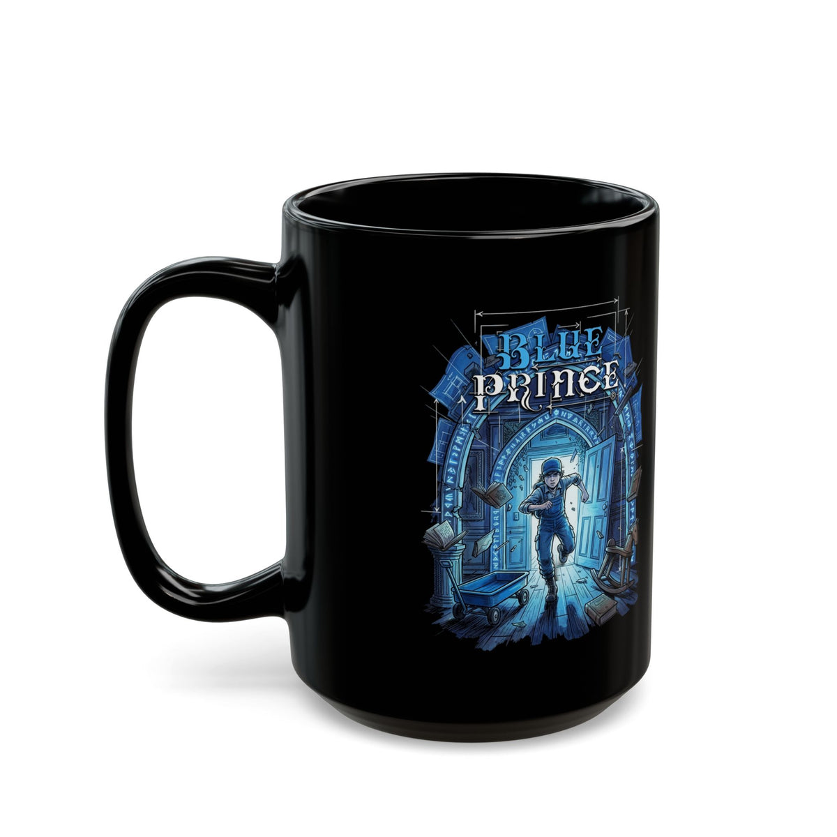 Blue Prince Mt Holly Manor Puzzle Game Fan Art Black Mug