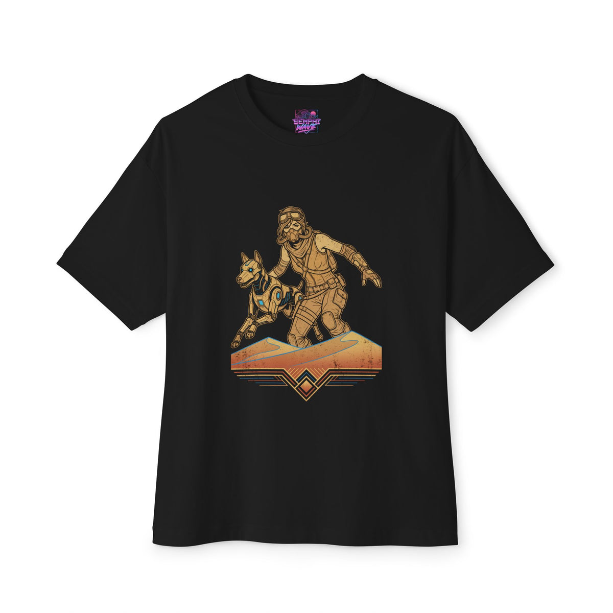 Wasteland Scout Gas Mask Robot Dog Desert Oversized T-Shirt