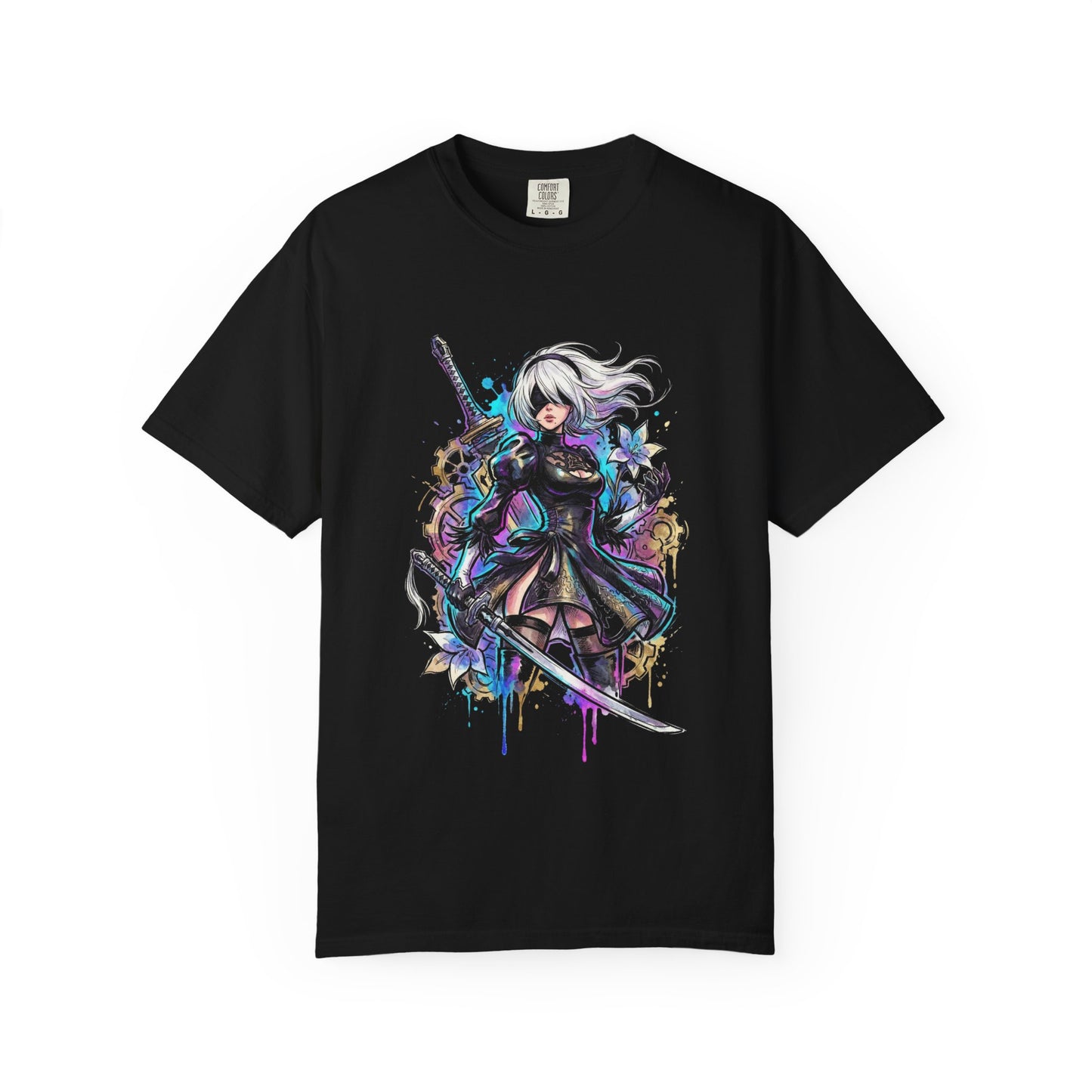 2B NieR Vaporwave Retro Wave Pink Blue Gradient Portrait Premium T-Shirt