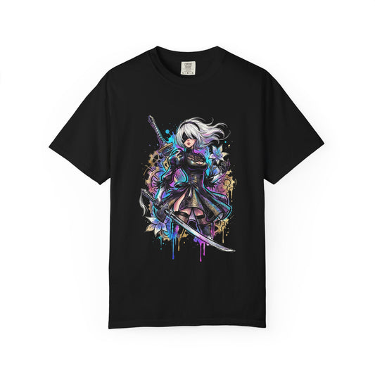 2B NieR Vaporwave Retro Wave Pink Blue Gradient Portrait Premium T-Shirt