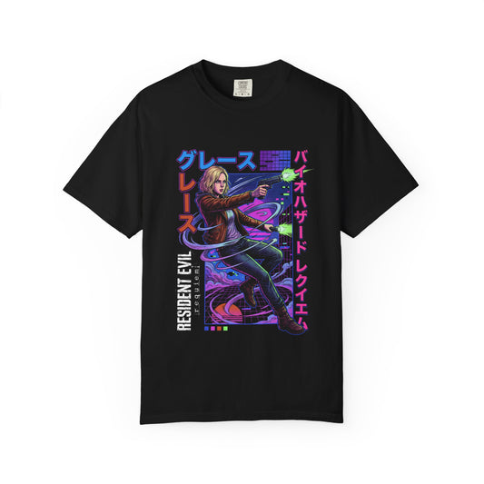 Cyberpunk synthwave Retro Grace Ashcroft RE9 Alyssa Outbreak Connection Premium T-Shirt