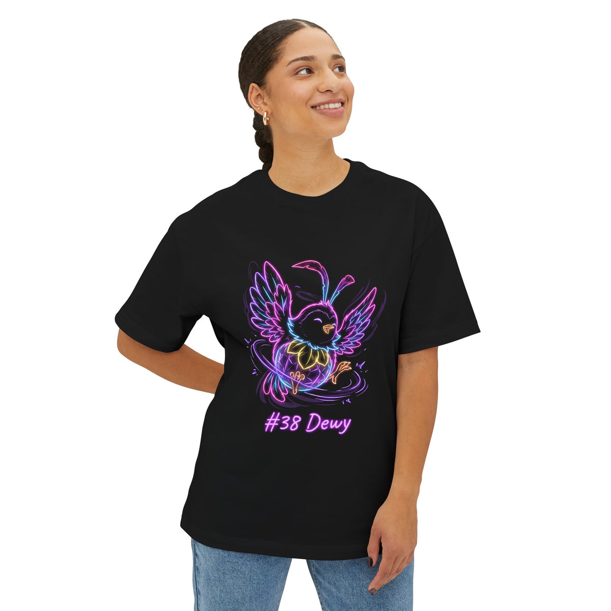 Dewy Aniimo Neon Glow Creature Art - Oversized Premium Tee