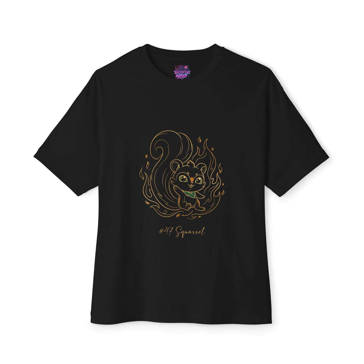 Squarrel Aniimo Gold Line Art Creature Art - Oversized Premium Tee