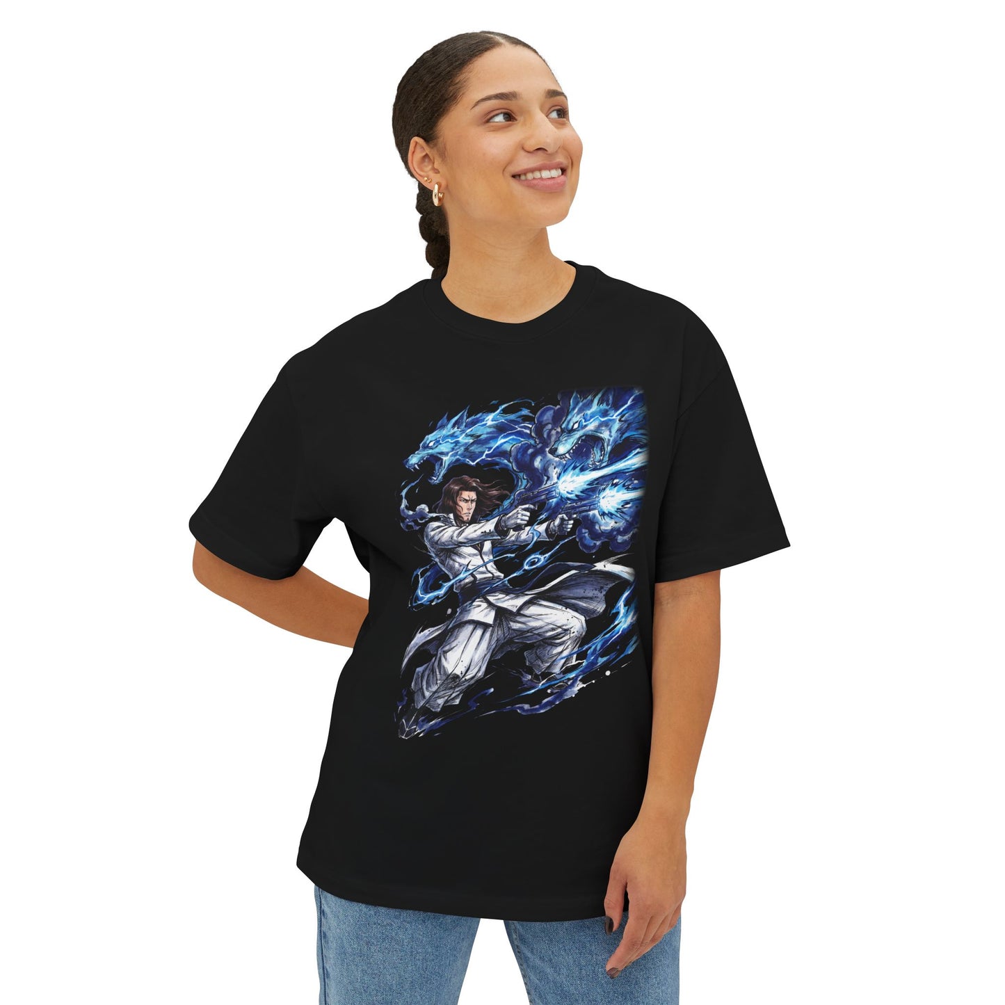 Bleach Coyote Starrk Fanged Mask Neck Hollow Hole Portrait Premium Oversized Unisex T-Shirt
