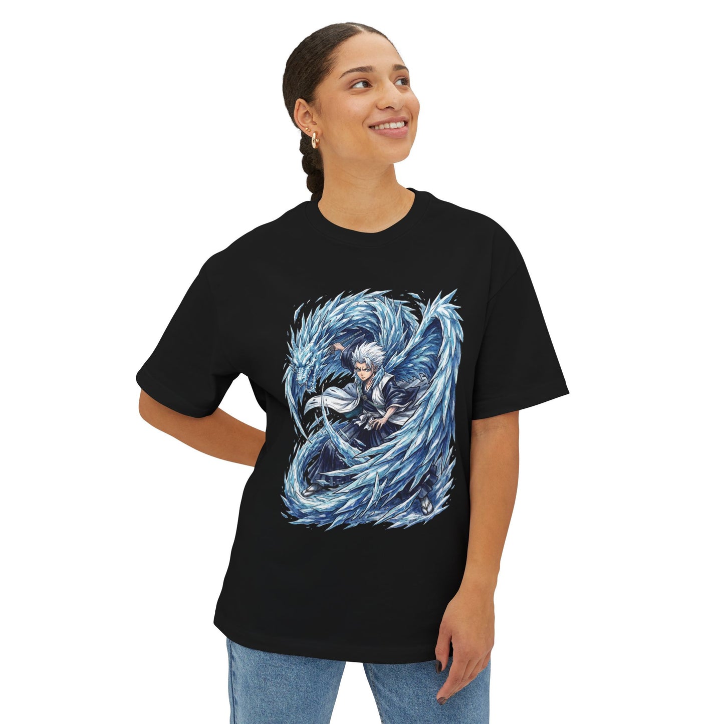 Bleach Hitsugaya Captain Haori Green Sash Illustration Premium Oversized Unisex T-Shirt