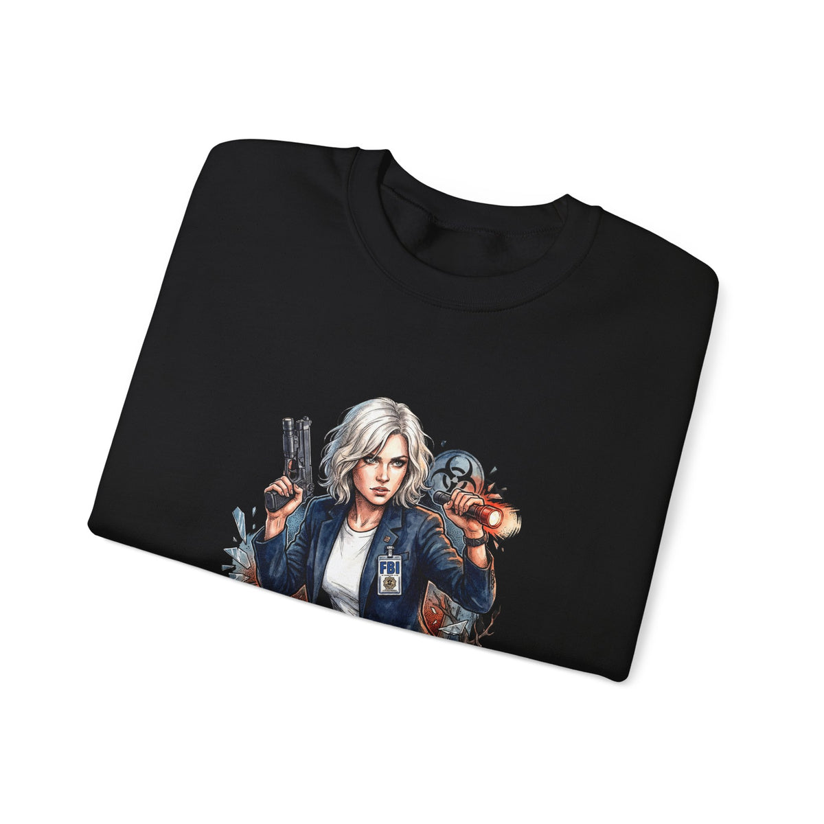 Resident Evil Requiem Grace Ashcroft Flashlight Pistol Crouch Crewneck Sweatshirt