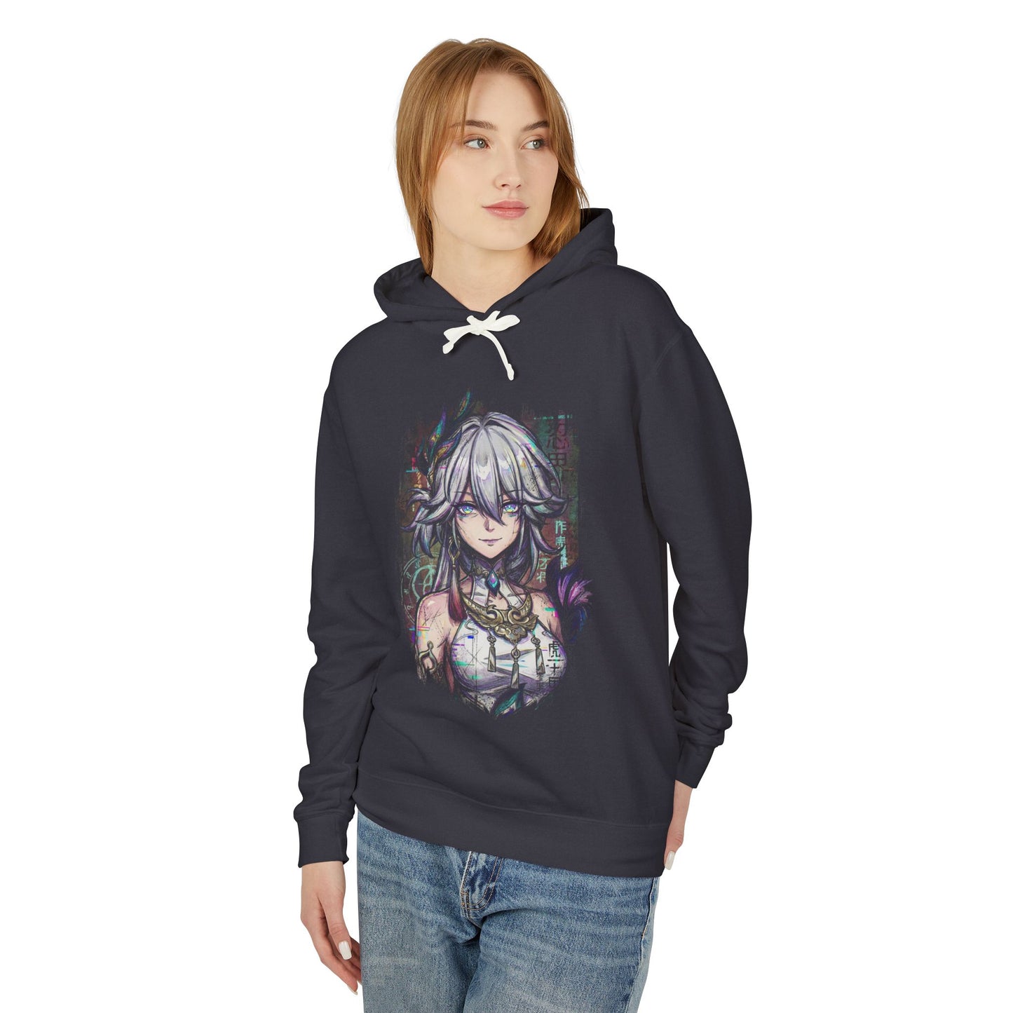 Yao Guang HSR Silvery White Hair Peacock Ponytail Icon Unisex Premium Hoodie