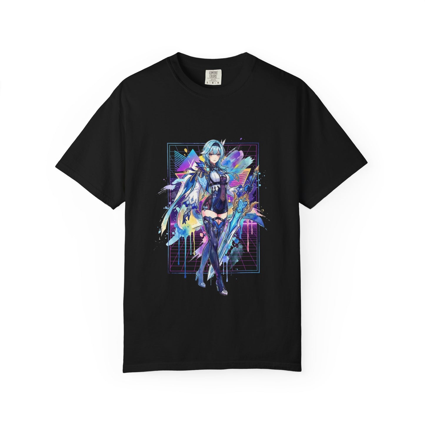 Genshin Impact Eula Vaporwave Neon Palm Tree Sunset Design Premium T-Shirt