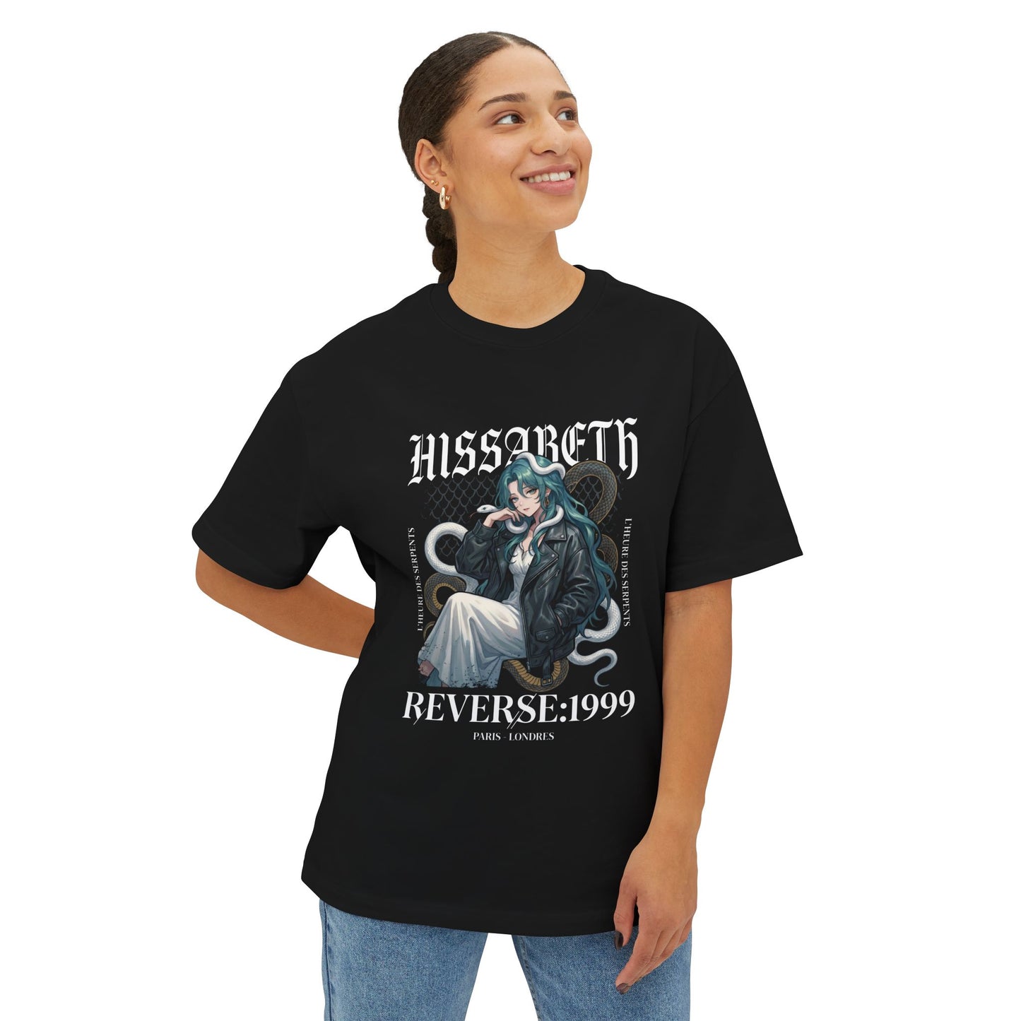 Hissabeth Reverse 1999 Silver Hair Snake Hair Portrait Premium Oversized Unisex T-Shirt