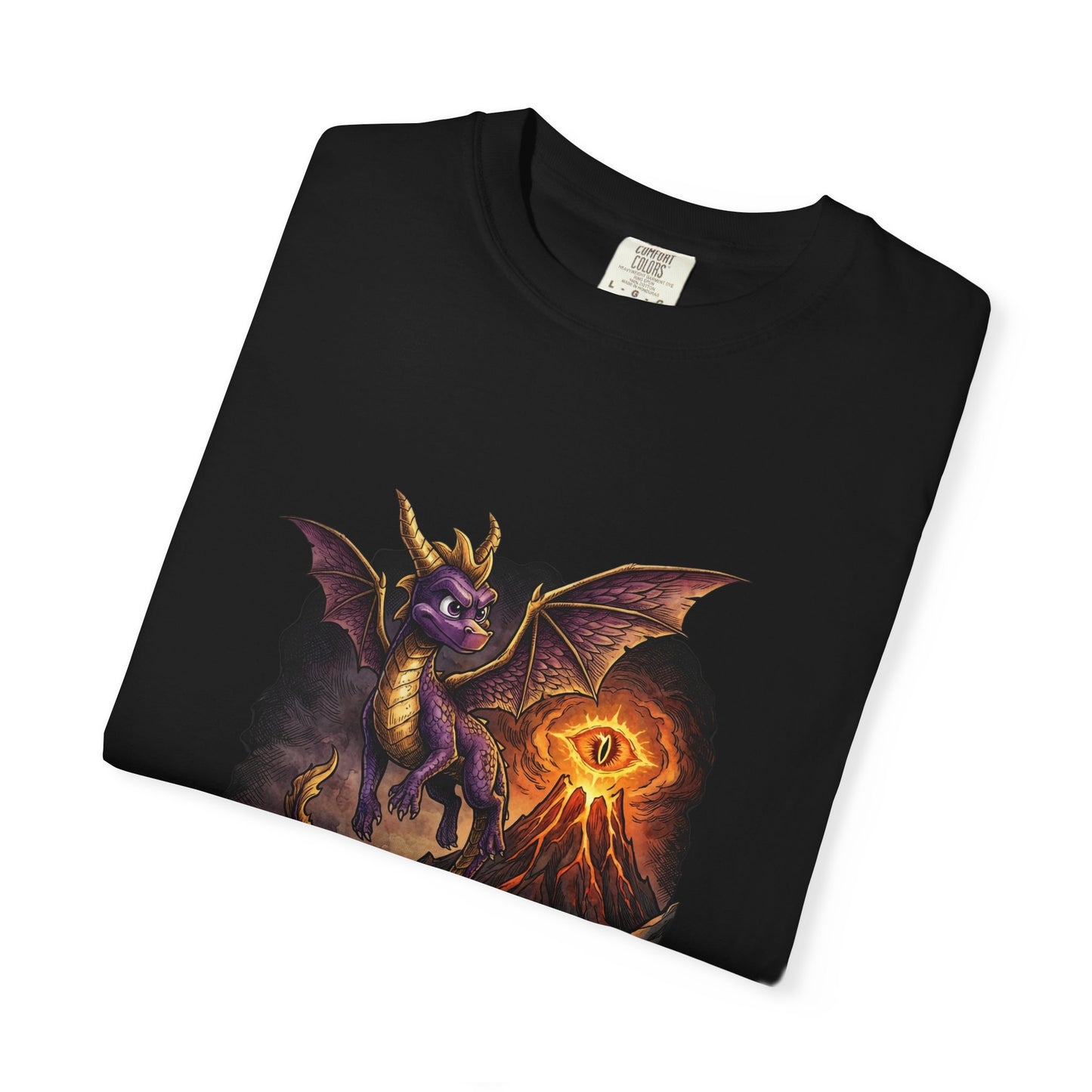 Lord of the Rings Spyro Mashup – Gliding Dragon Over Mordor Epic Art Premium T-Shirt